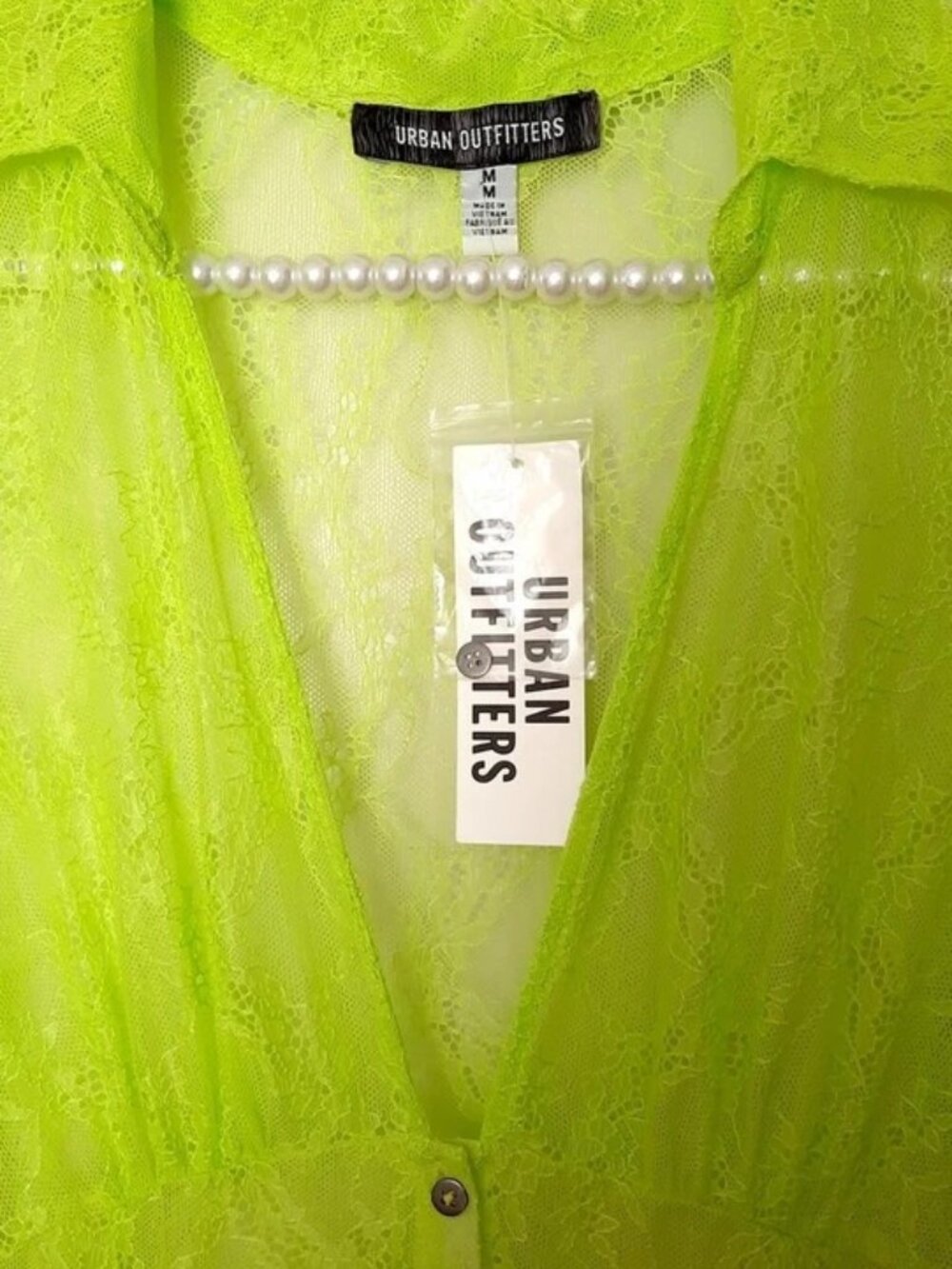 Urban Outfitters Connie Sheer Lace Maxi Dress Neon Green Size M NWT - Picture 9 of 10